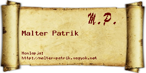 Malter Patrik névjegykártya